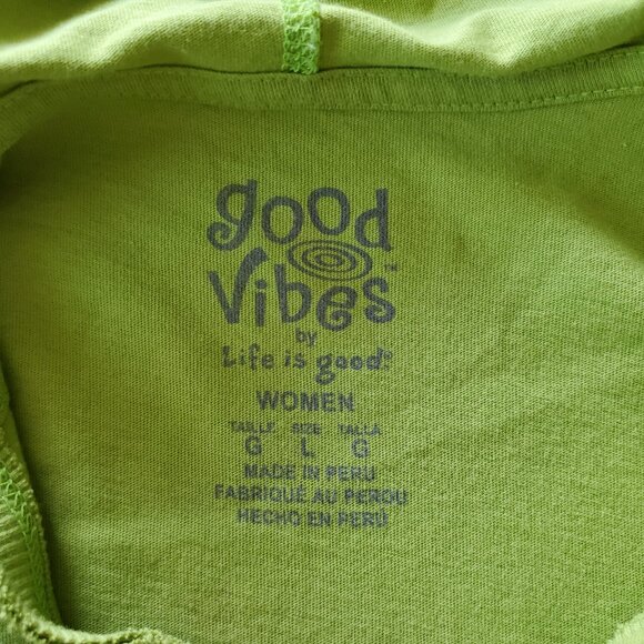 Good Vibes By Life is Good Short Sleeve Hooded Ombre T-shirt Size Large - Picture 11 of 16